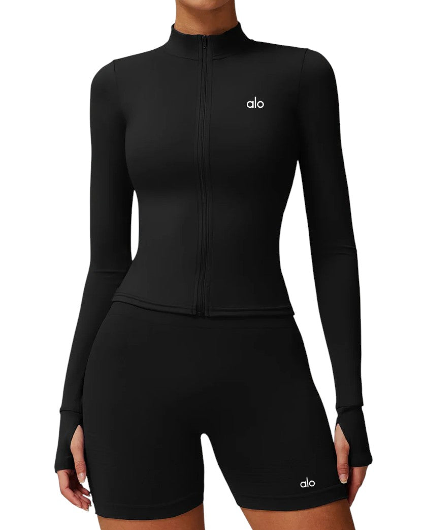 Alo Yoga Zipper Long Sleeve Black
