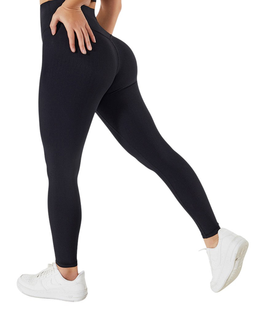 Alo Yoga Ribbed High Waist Leggings Black X8874-BK
