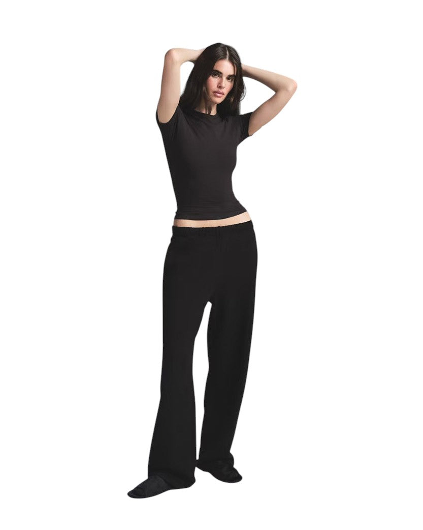 Skims Cotton Fleece Straight Leg Pant Barely Black