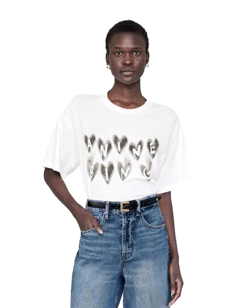 Anine Bing Cade Hearts T-shirt White