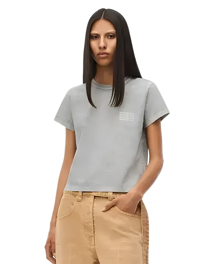 Alexander Wang Shrunken Tee In Acid Wash Jersey Grey