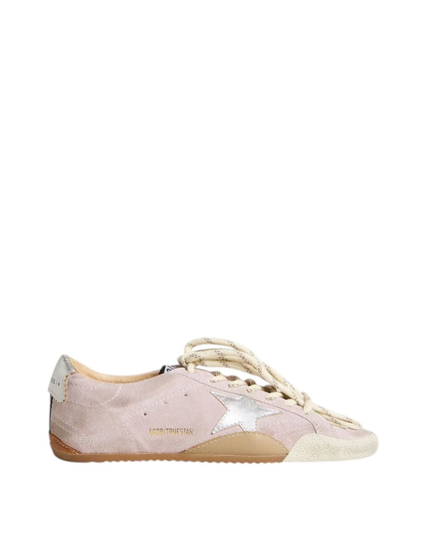 Golden Goose True-Star in Pastel Pink Suede with Silver Star