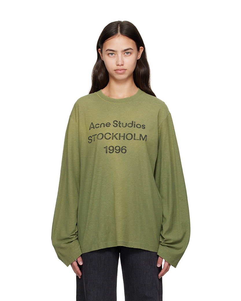 Acne Studios Stamp Logo Long Sleeve Olive Green