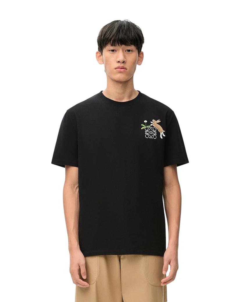 Loewe Bunny Relaxed Fit T-shirt in Cotton Black