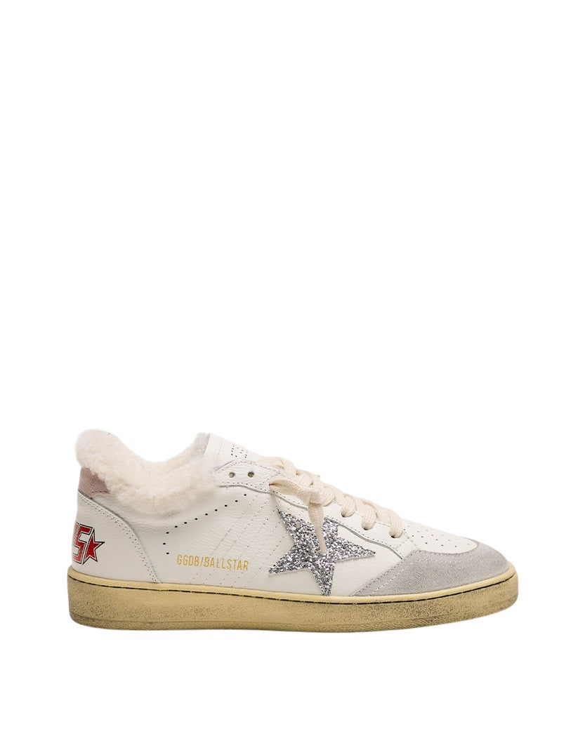 Golden Goose Ball Star in Wool with Glitter Star and Pink Suede Heel Tab