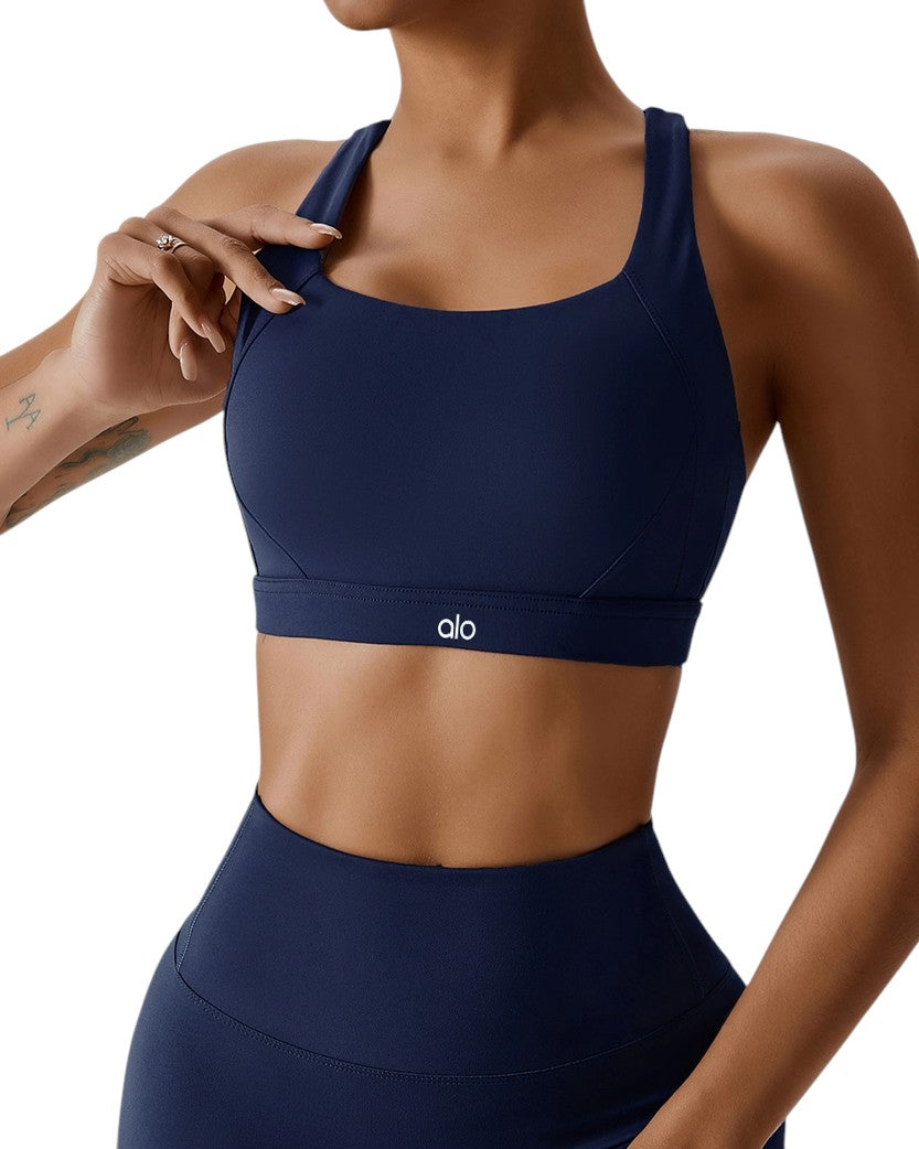 Alo Yoga Airlift Suit Up Sports Bra Dark Blue