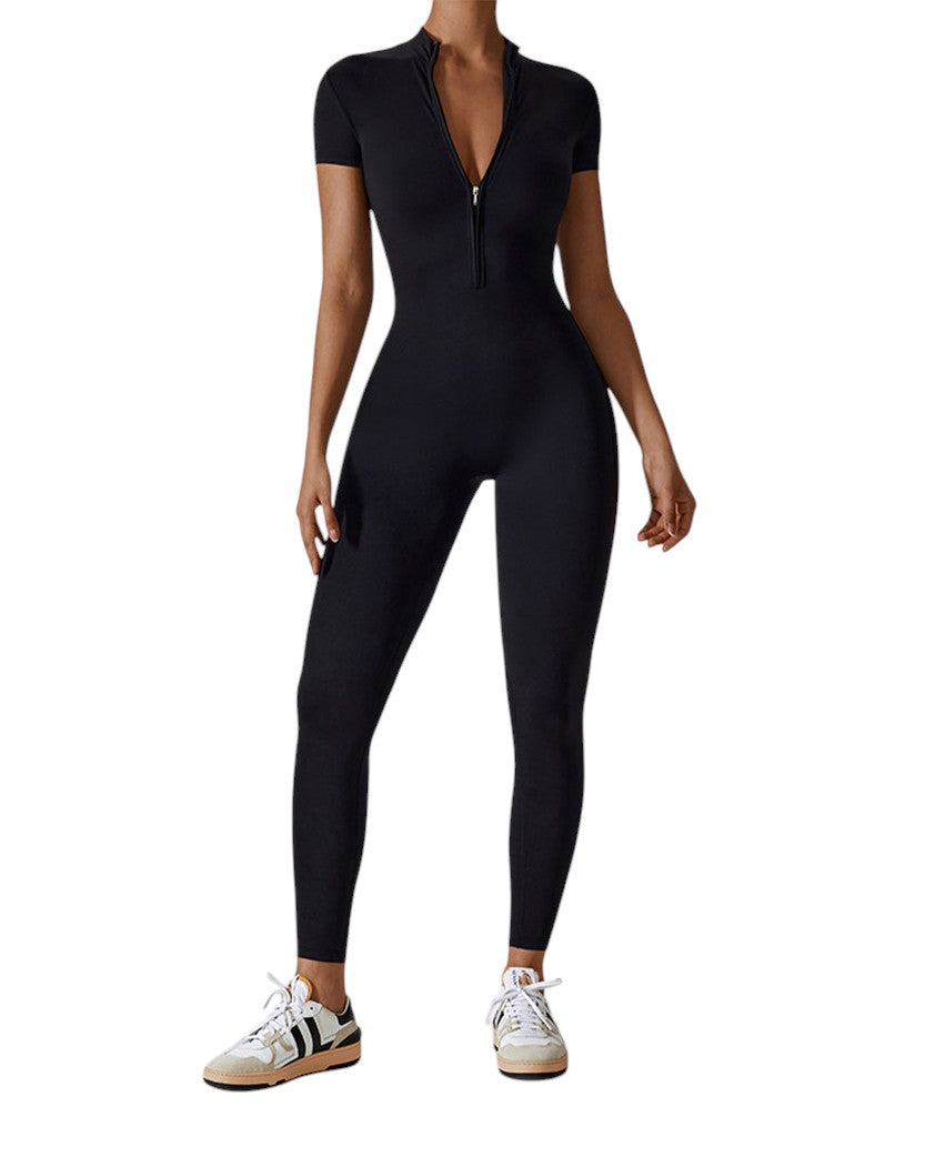 Alo Yoga Short Sleeve Long Jumpsuit Black 83051-BK