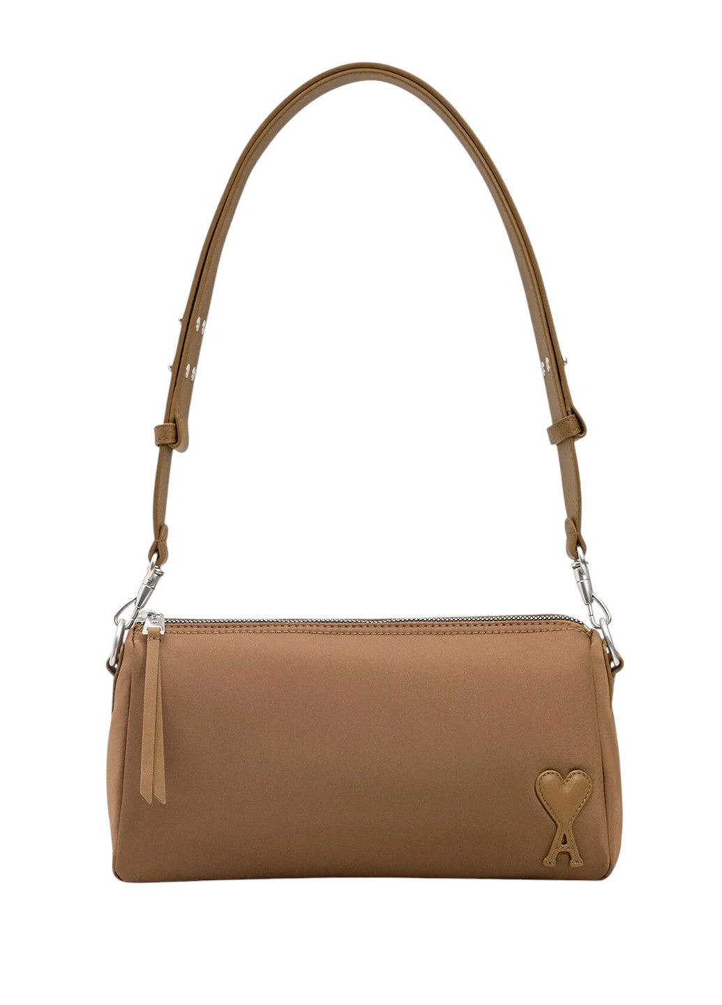 AMI Paris Marcel Nylon Shoulder Bag Hazelnut