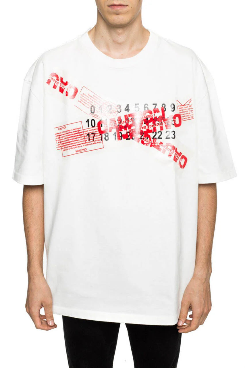 Maison Margiela Caution Tape Print T-Shirt White