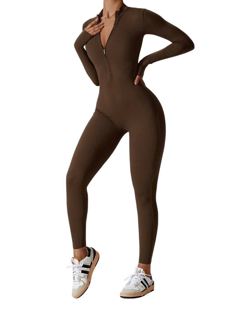 Alo Yoga Long Sleeve Jumpsuit Brown a6652-BN