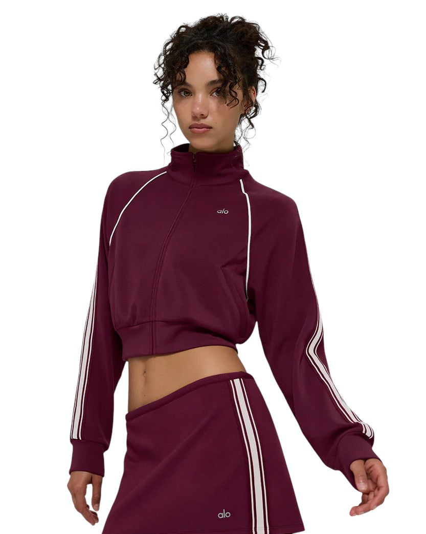 Alo Yoga Track Star Full Zip Jacket Burgundy