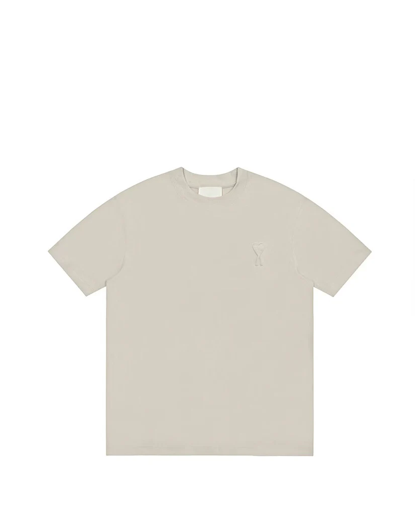AMI Paris Ami De Coeur Embossed Heart T-Shirt Grey
