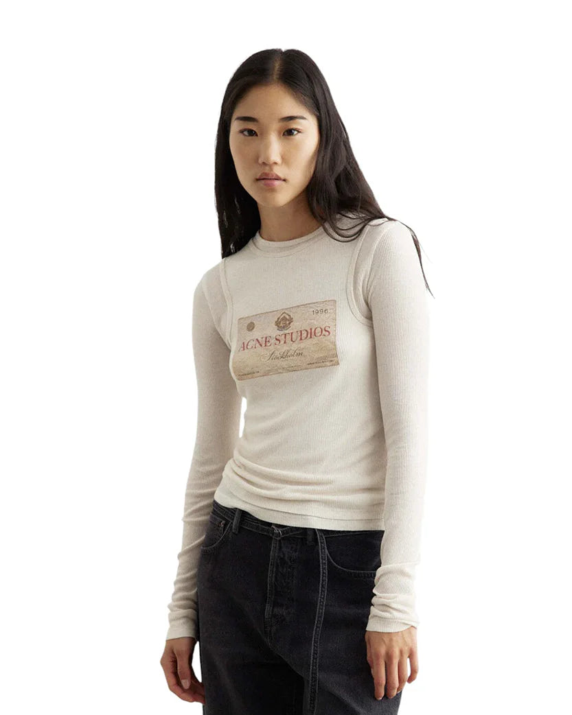 Acne Studios Double-Layered Long Sleeve T-Shirt Ecru