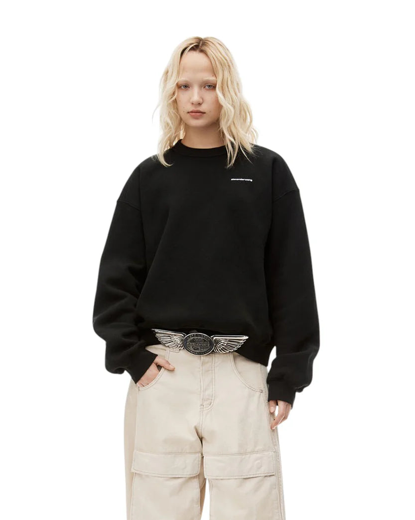 Alexander Wang Crewneck Sweatshirt in Dense Fleece Black