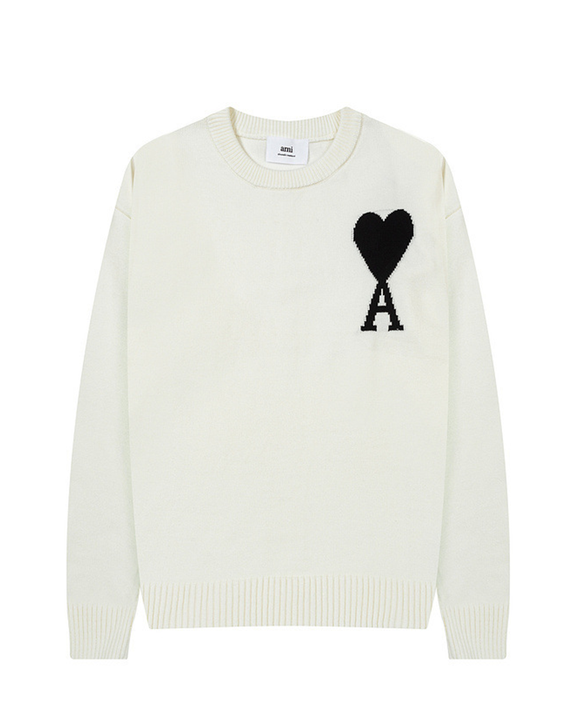 AMI Paris Ami De Coeur Oversize Sweater Off White