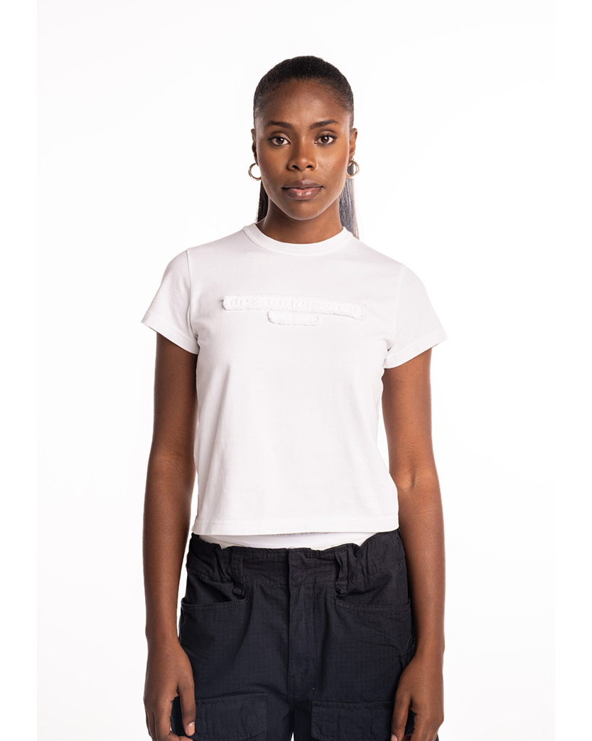 Alexander Wang Distressed Logo Shrunken Tee White