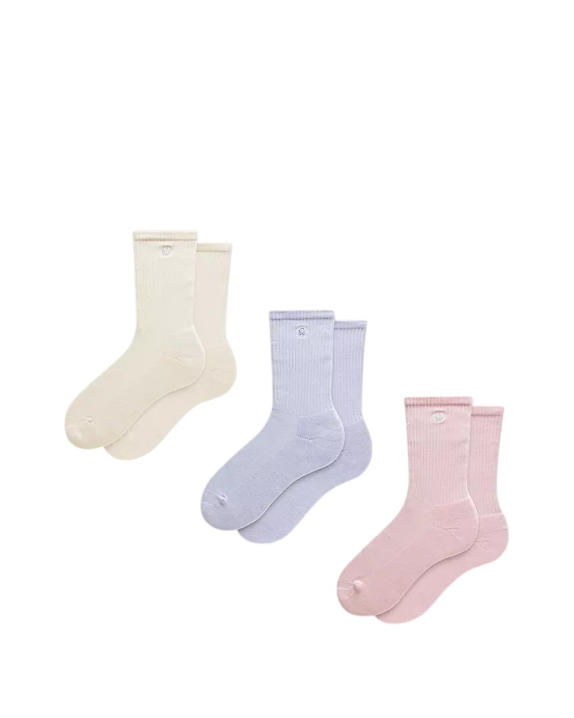 LULULEMON Daily Essential Crew Socks 3 Pack Pink/Ivory/Blue