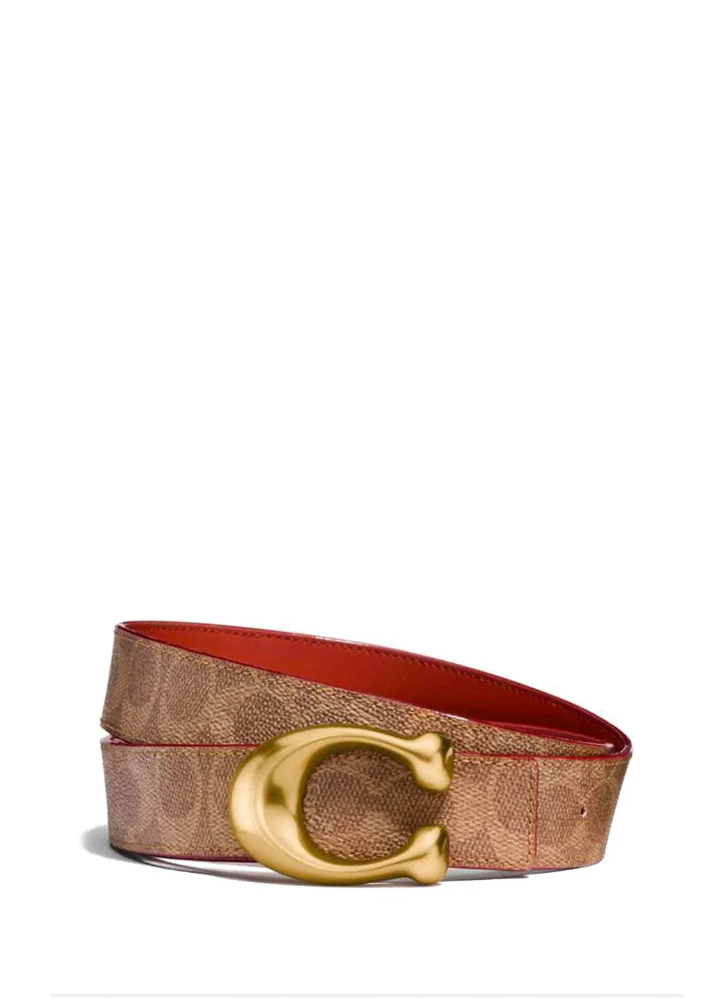 Coach Signature Buckle Reversible Belt Tan/Rust