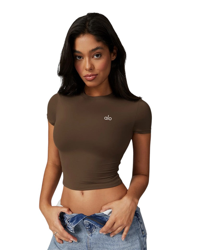 Alo Yoga Crop Short Sleeve Tee Brown 87431-BN