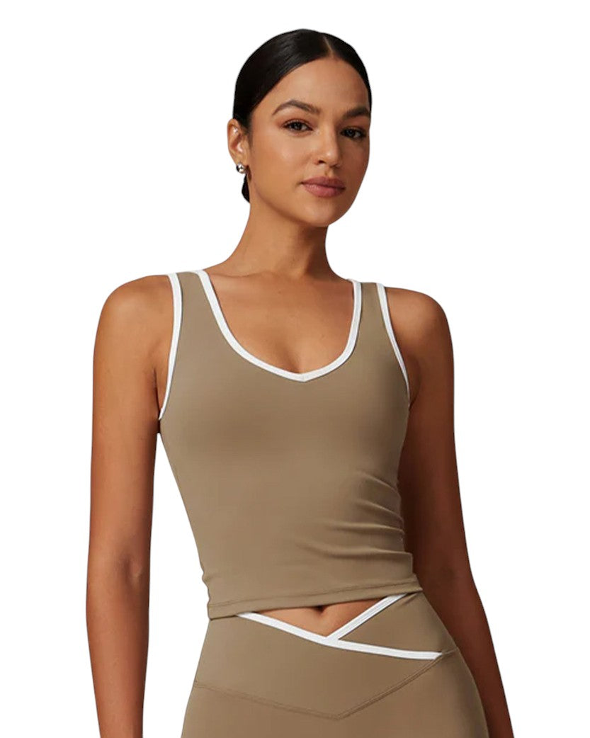 Alo Yoga Contrast Line Tank Mocha Brown 88434-MBN