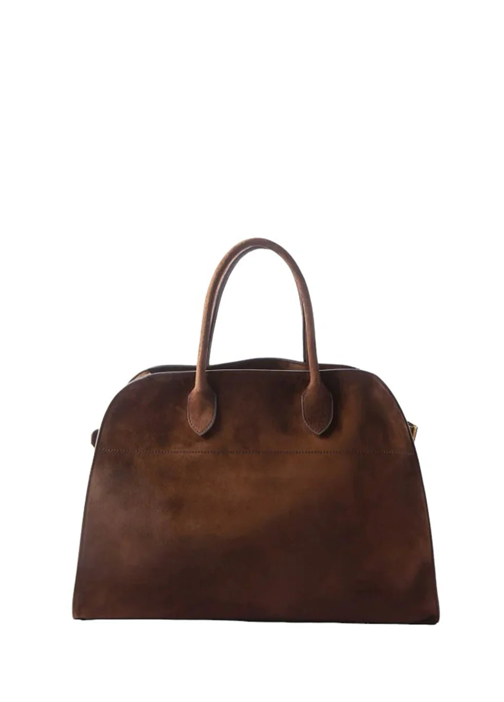 The Row Soft Margaux 15 Bag in Suede Mocha
