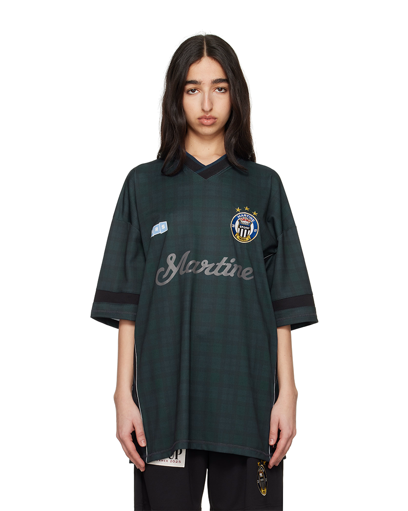 Martine Rose Football T-Shirt Black/Tartan