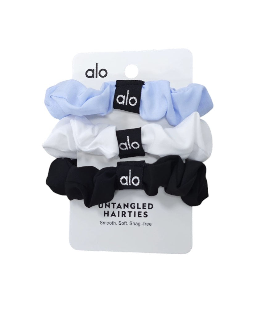 Alo Yoga Fresh Mini Scrunchie 3-Pack Black/White/Light Blue