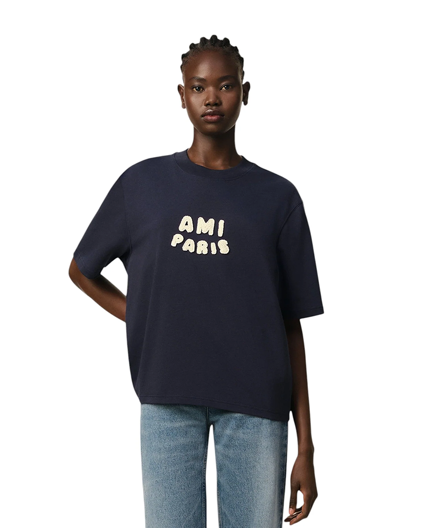 AMI Paris Patch T-Shirt Navy Blue