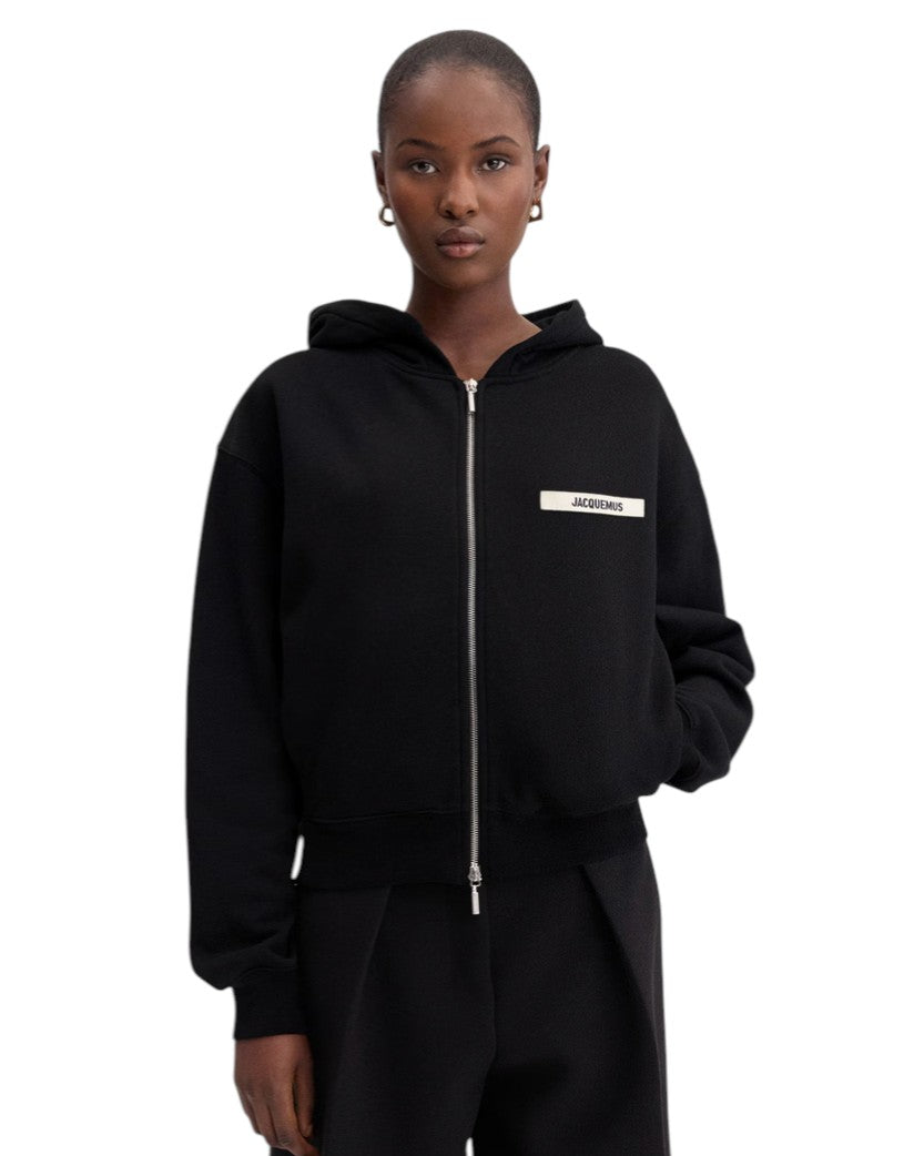 Jacquemus Gros Grain Zipped Hoodie Black
