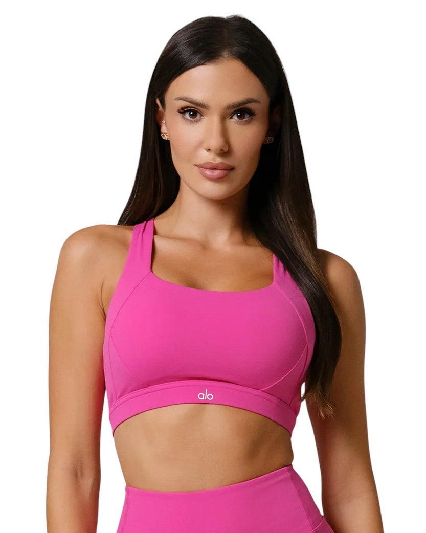 Alo Yoga Airlift Suit Up Sports Bra Magenta