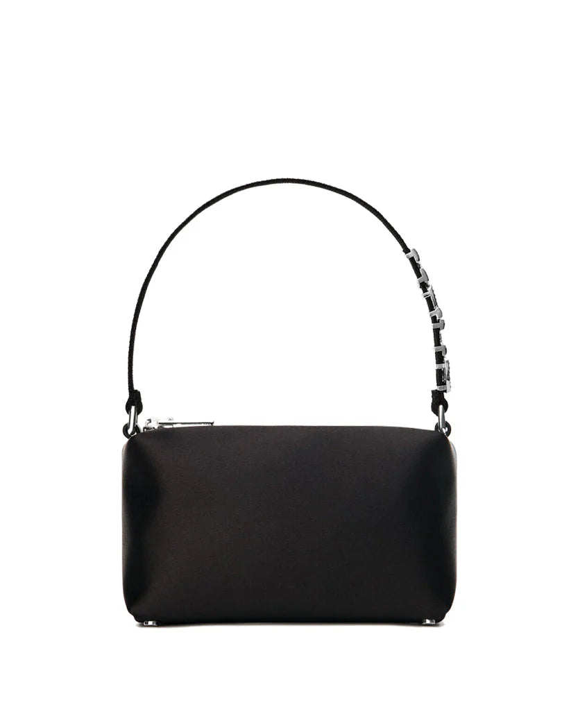 Alexander Wang Heiress Satin Pouch With Crystal Logo Black
