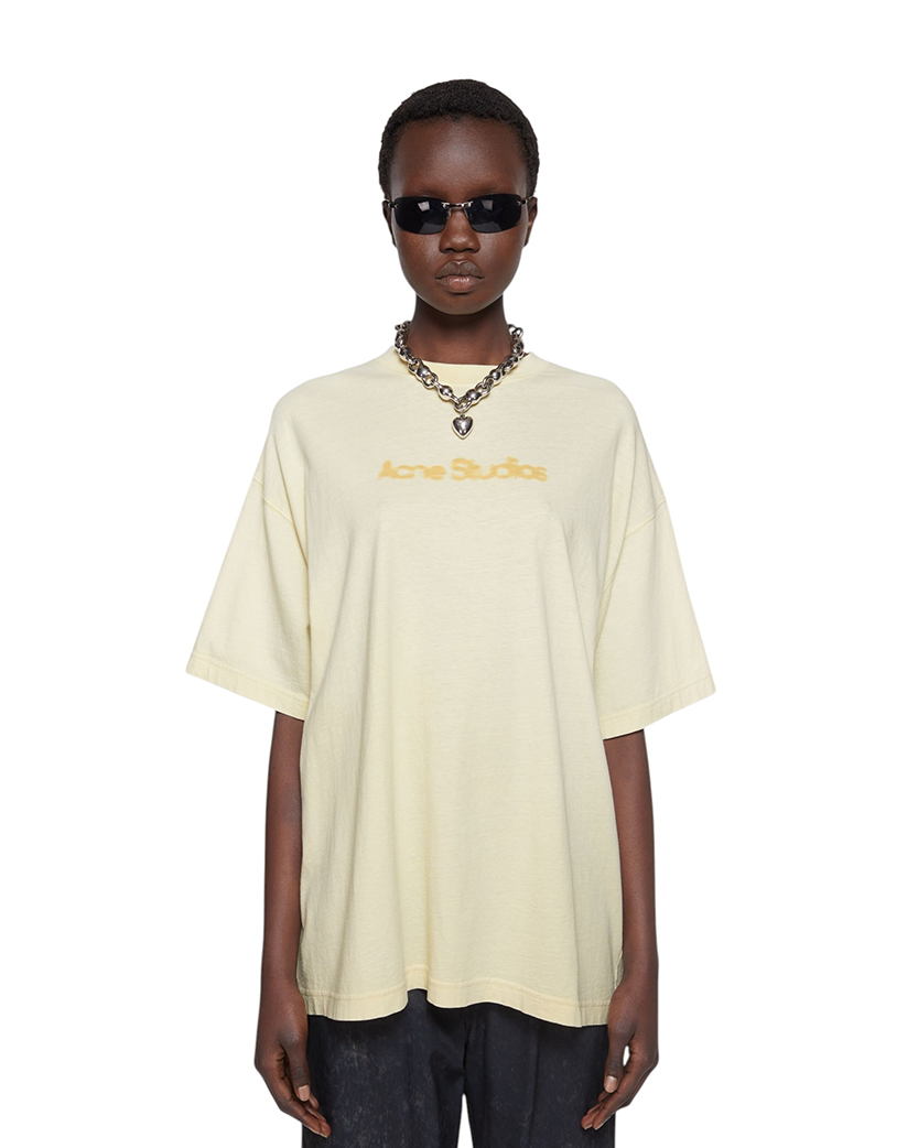 Acne Studios Blurred Logo T-Shirt Pale Yellow