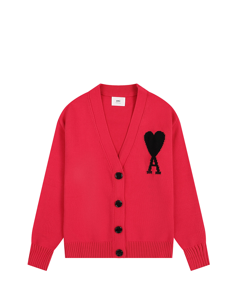 AMI Paris Ami de Coeur Cardigan Fuchsia