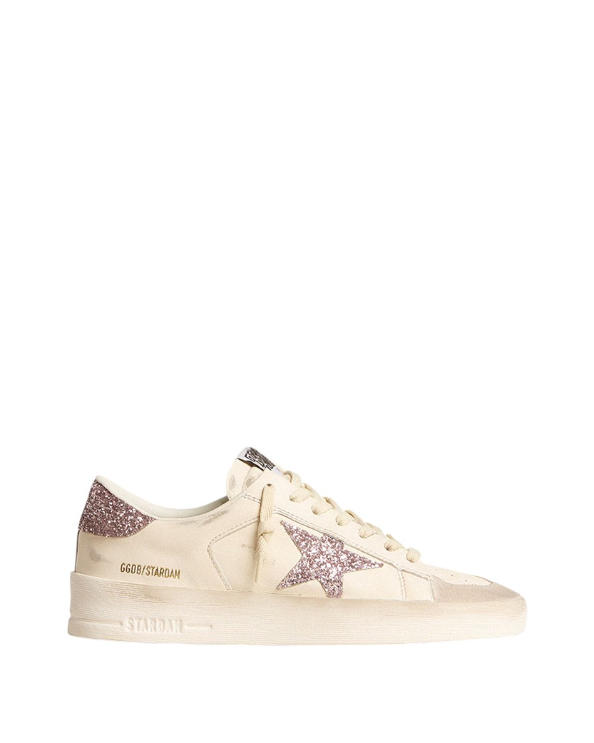 Golden Goose Stardan in Nappa and Suede with Pink Glitter Star