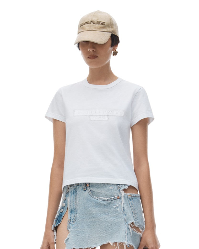 Alexander Wang Distressed Logo Shrunken Tee White