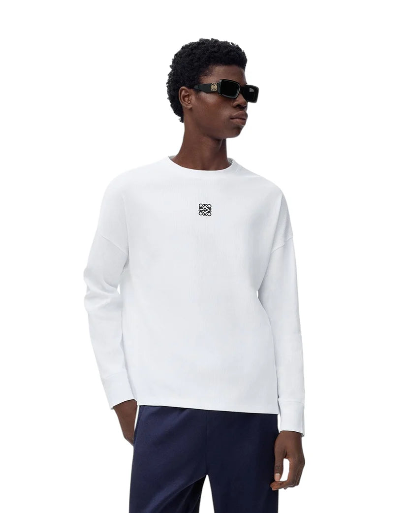 Loewe Oversized Fit Long Sleeve T-shirt in Cotton White