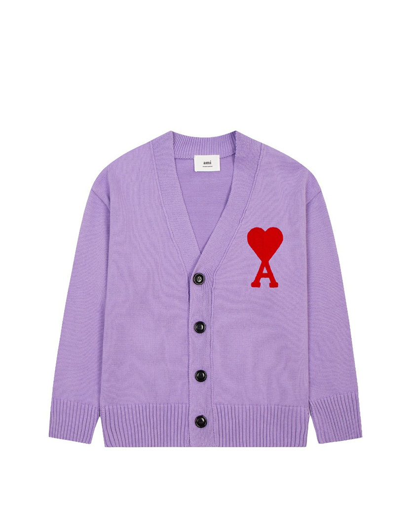 AMI Paris Ami de Coeur Oversize Cardigan Purple
