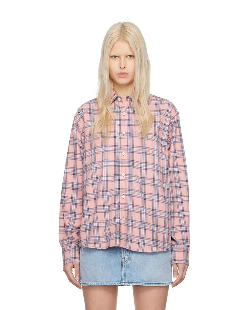 Acne Studios Flannel Check Button-Up Shirt Pink