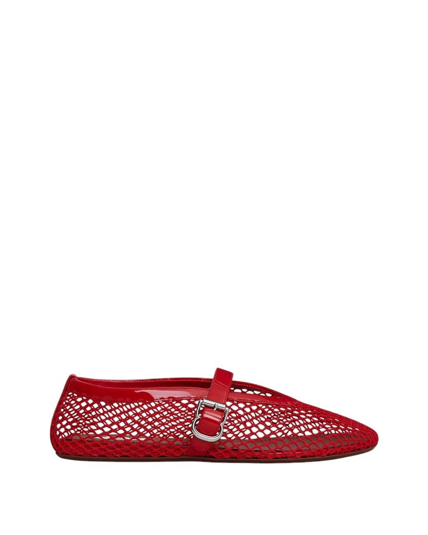 ALAIA Women's Ballet Flats In Fishnet Red