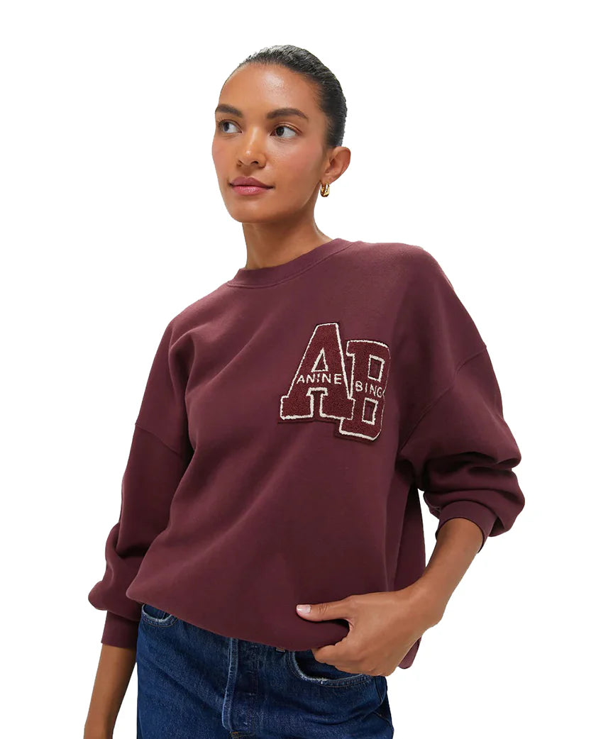 Anine Bing Miles Sweatshirt Letterman Burgundy