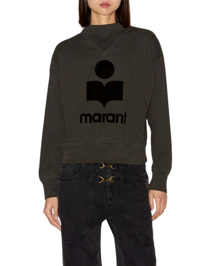 Isabel Marant Étoile Moby Mock Neck Logo Sweatshirt Black
