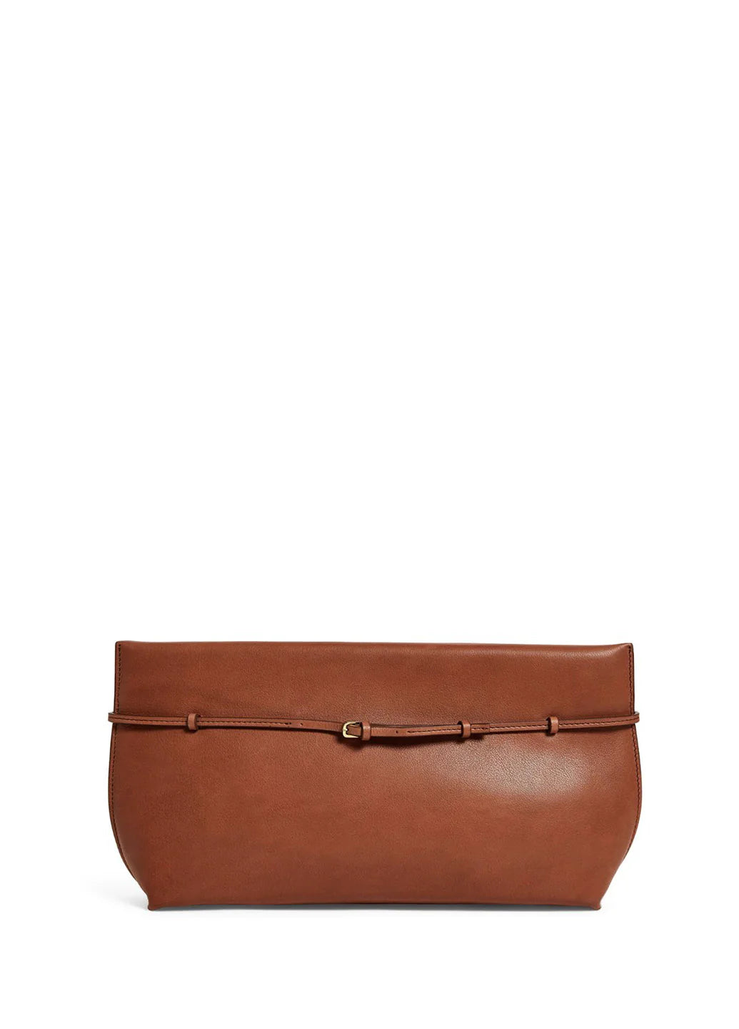 The Row Leather Sienna Clutch in Brown