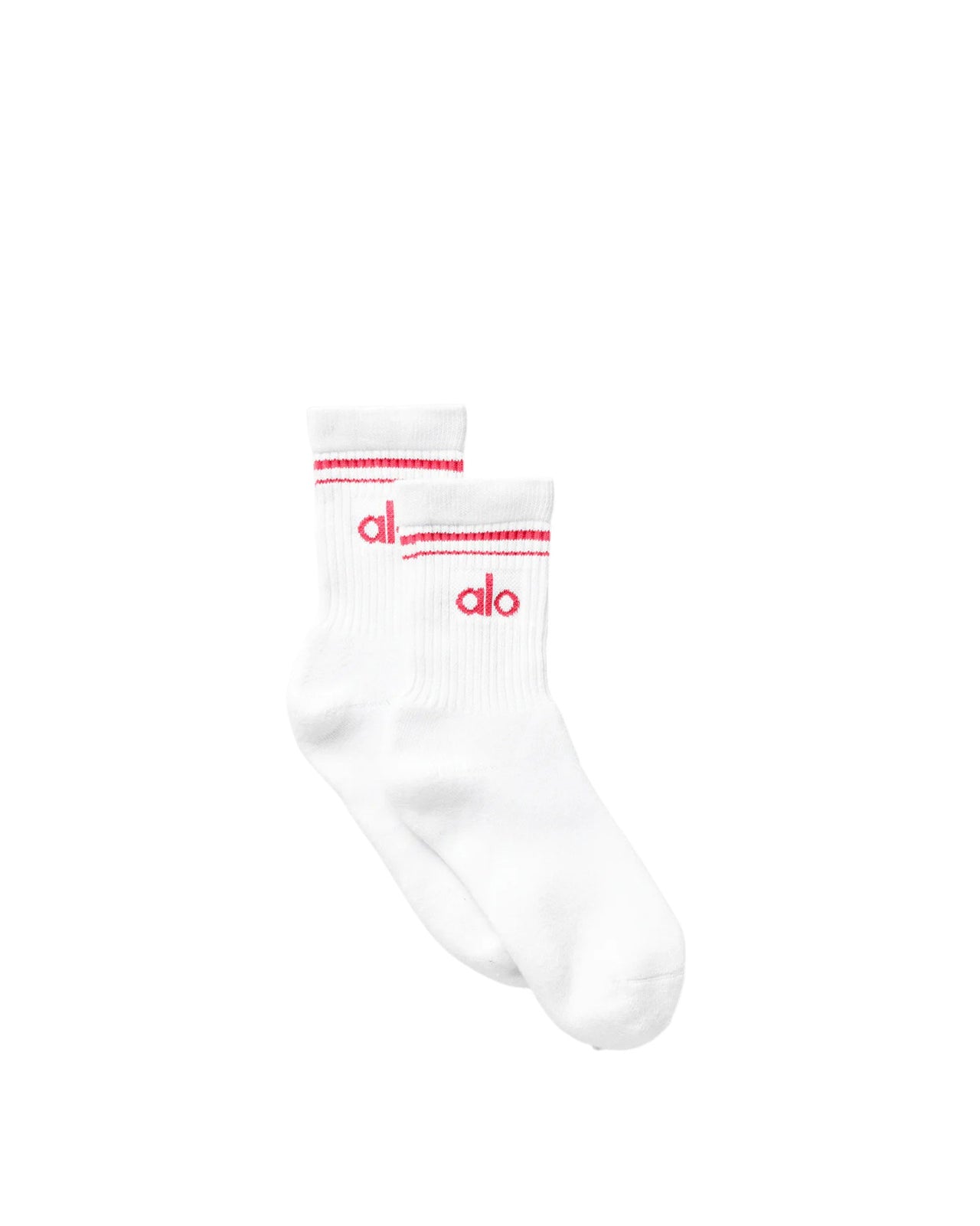 Alo Yoga Unisex Half-Crew Throwback Socks White/Magenta
