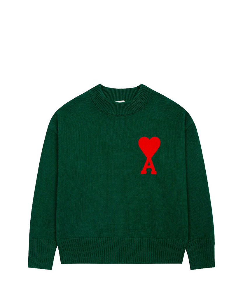 AMI Paris Ami De Coeur Crew-Neck Jumper Green