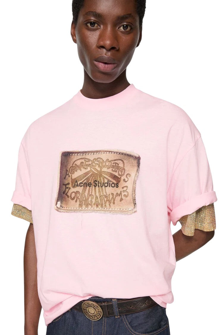 Acne Studios Floragatan 13 Logo T-Shirt Baby Pink