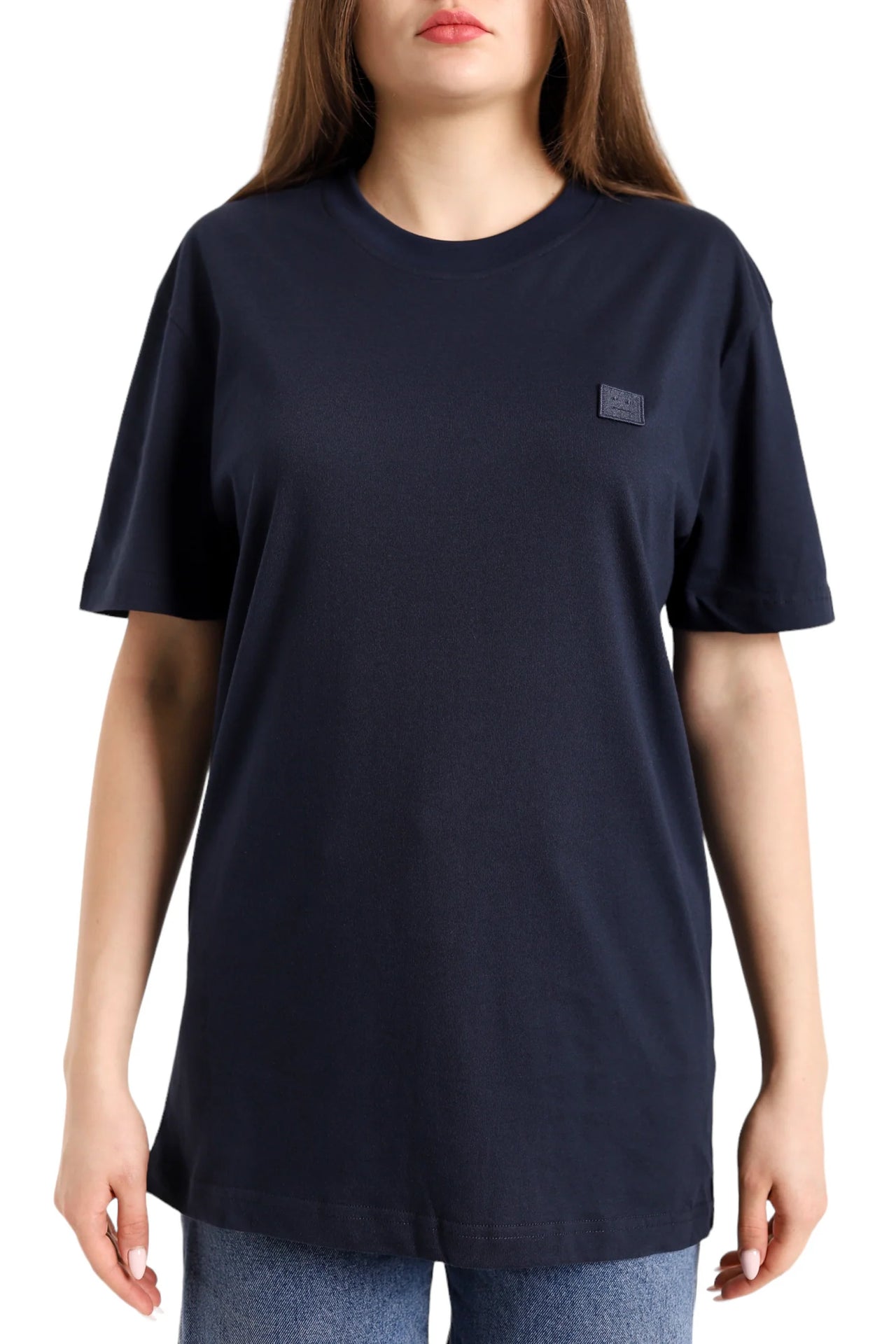 Acne Studios T-Shirt With Ellison Face Patch Navy