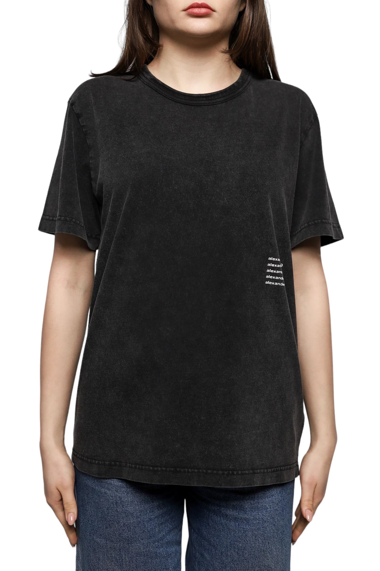 Alexander Wang Acid Wash Tee In High Twist Jersey
