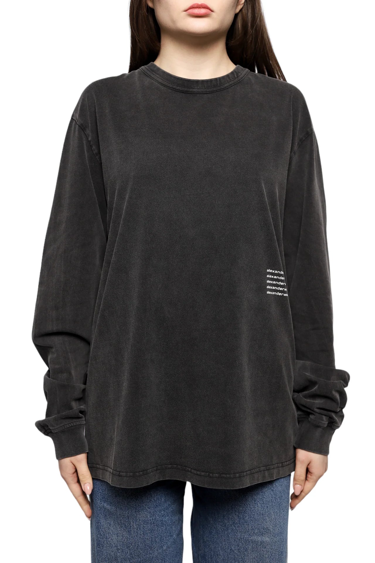 Alexander Wang Long-Sleeve Tee In Acid Wash Jersey