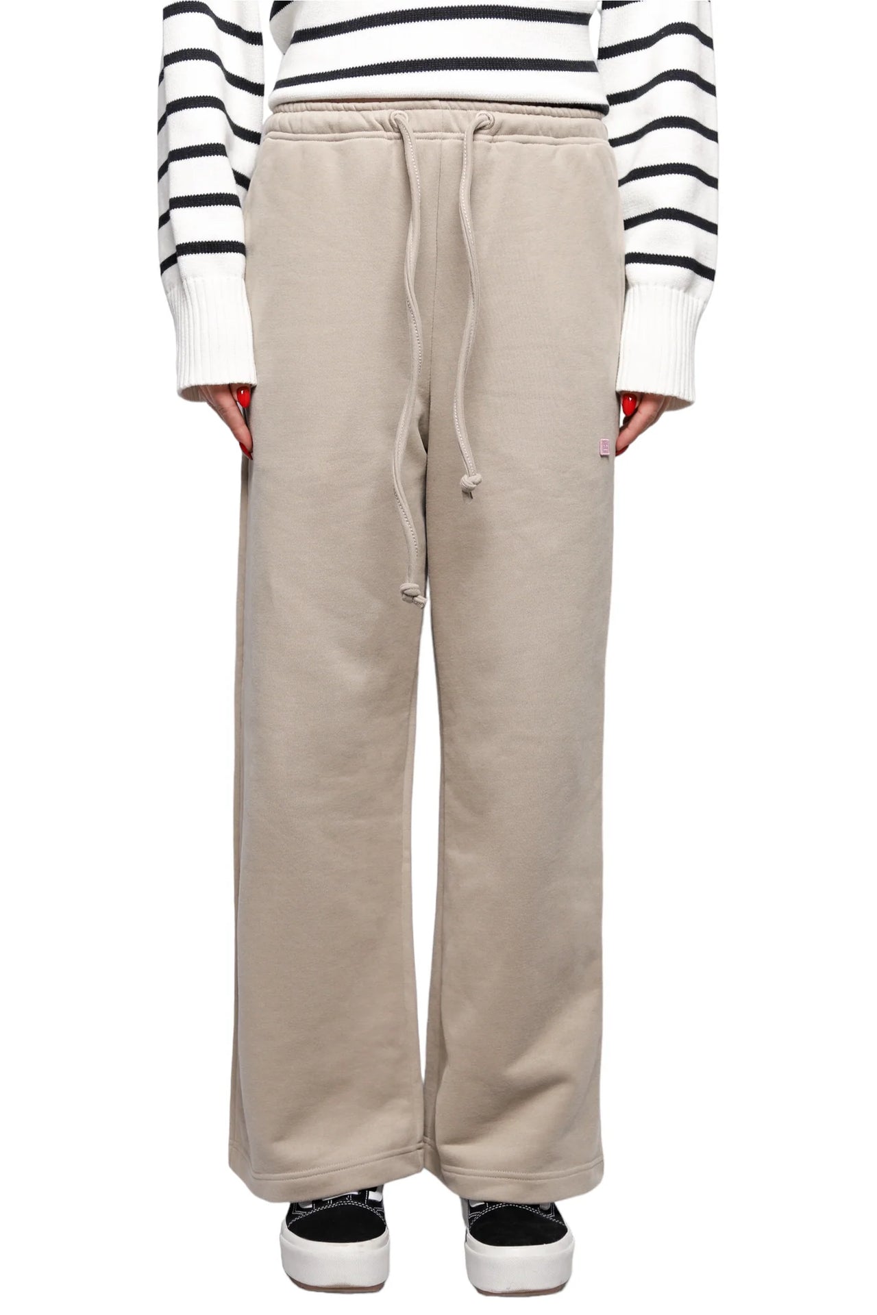 Acne Studios Wide Leg Logo Embroidered Sweatpants Khaki