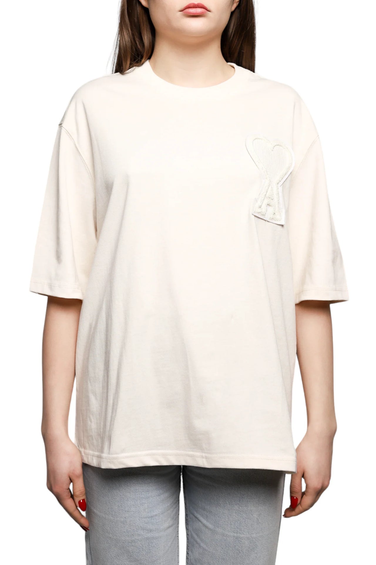 AMI Paris Exclusive Ami De Coeur T-Shirt Beige